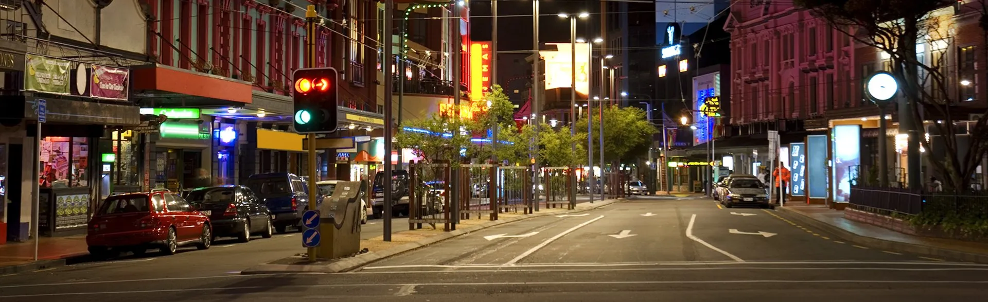 Wellington city street at night